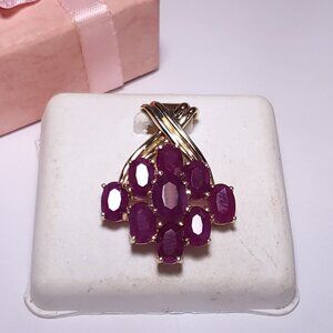 Estate 5ctw Natural 9 Oval Ruby large X Top 14Kt Yellow Gold Pendant/Slide#23819